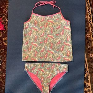 Vineyard Vines pink seahorse tankini summer girls swimsuit beach babe